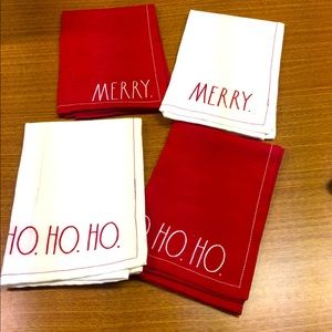 Rae Dunn MERRY and HO HO HO Embroidered Napkins